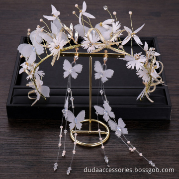 Bridal Hair Accessory Butterfly , Flower Hairband ,Earrings For Women And Girls